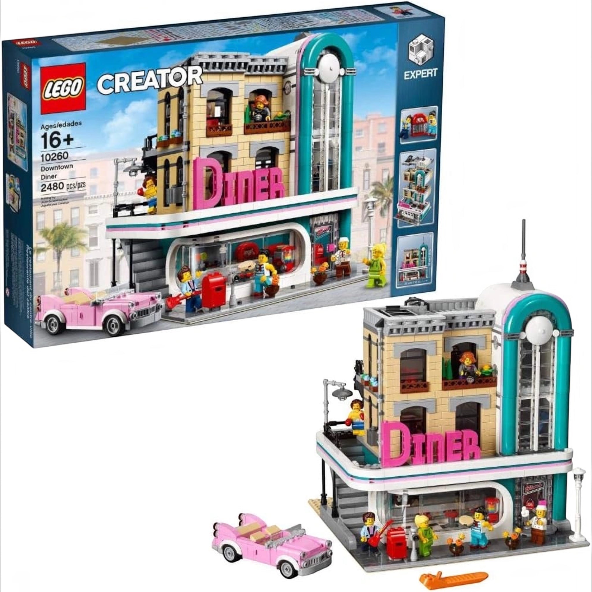 LEGO Creator Downtown Diner Set on a White Background