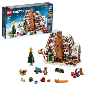 LEGO Creator Gingerbread House set with packaging and various pieces on a white background