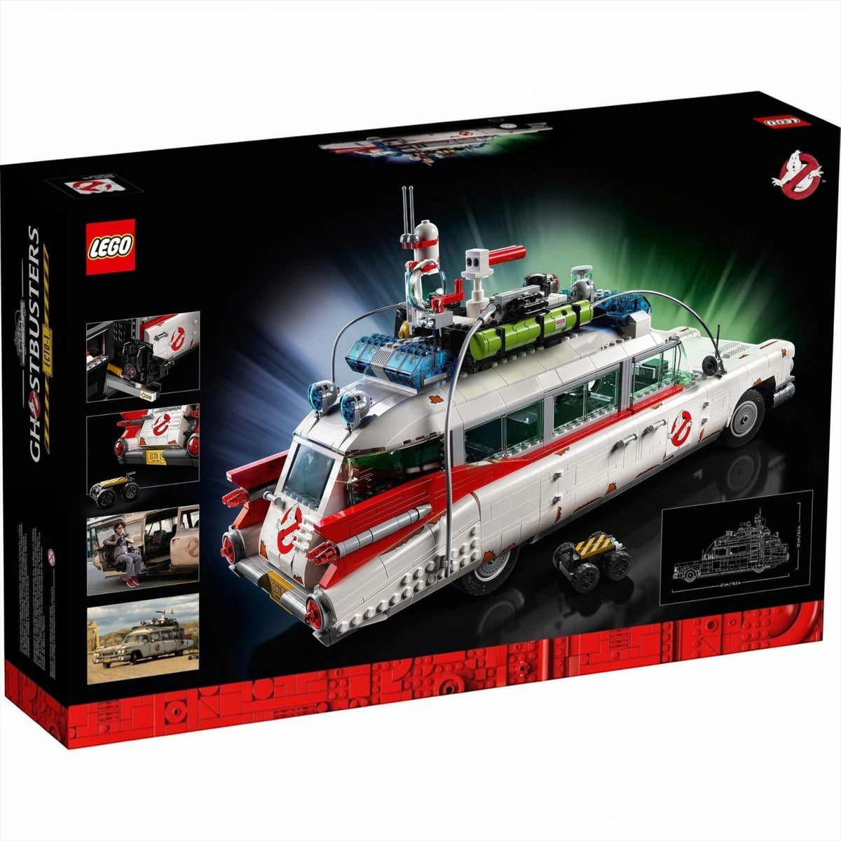 [box-set] LEGO Ghostbusters Ecto-1 set packaging with toy vehicle and character figures.