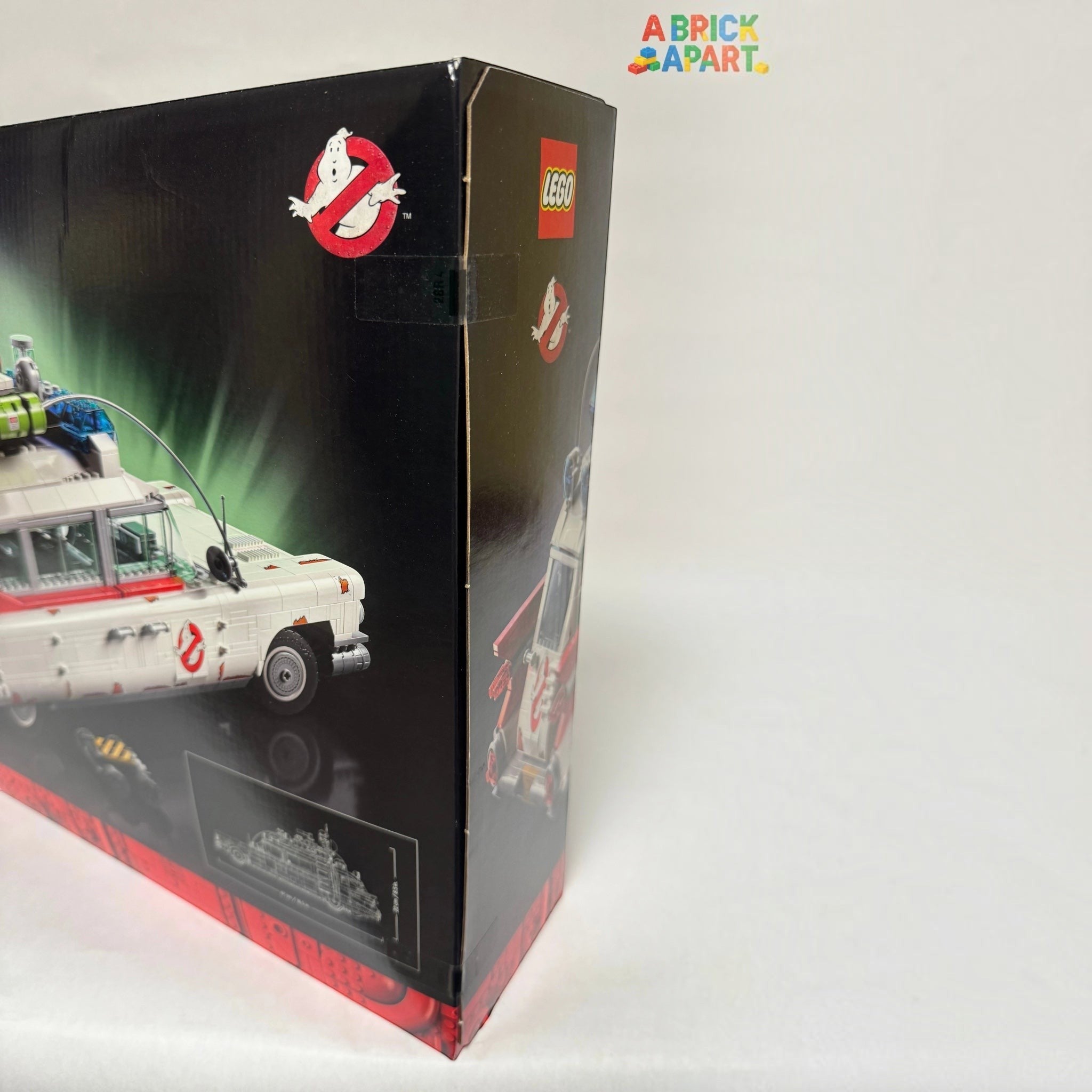 LEGO Ghostbusters Ecto-1 box with branding on a white background