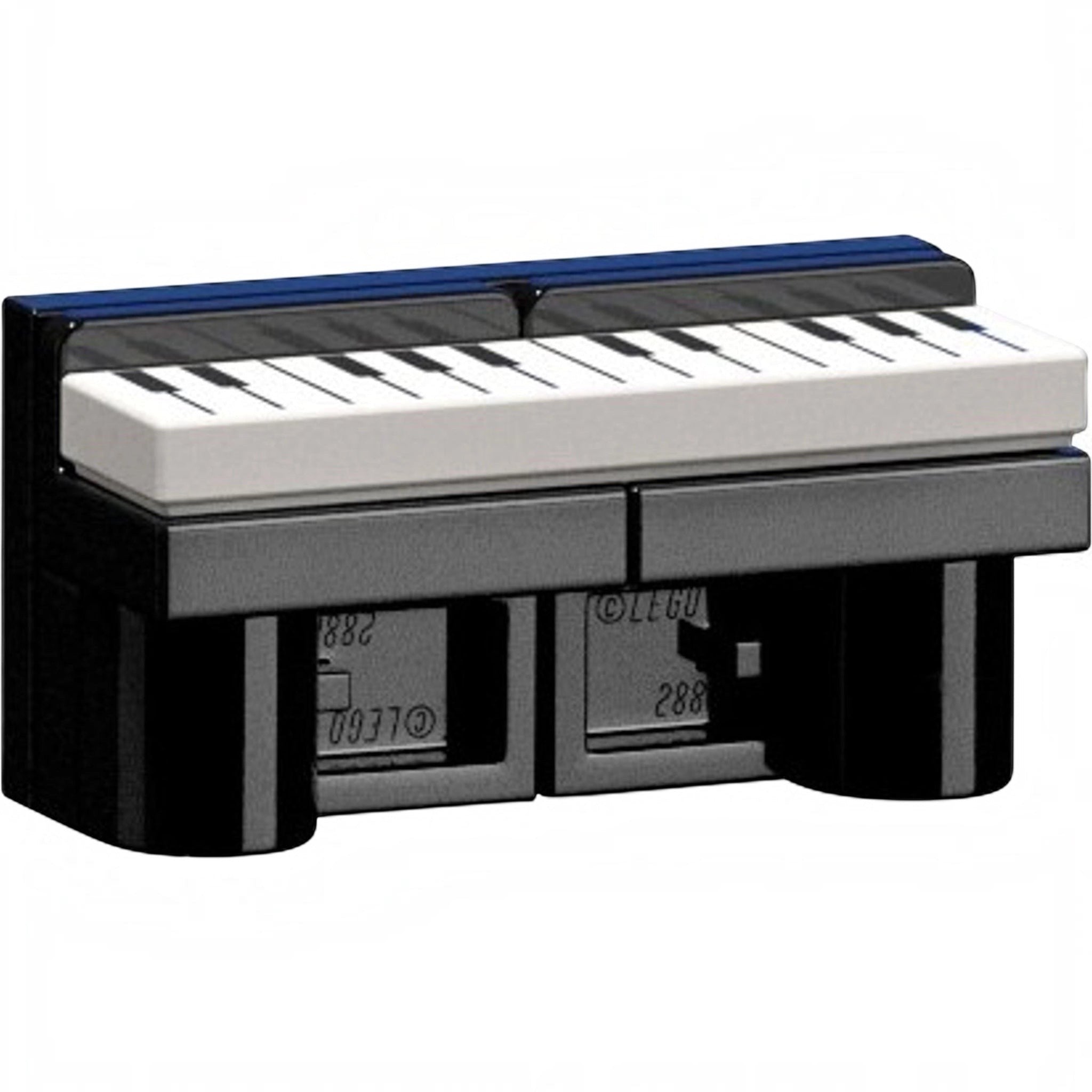 Small keyboard with black and white keys on a black base