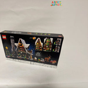 LEGO set packaging with Christmas village design on a white background