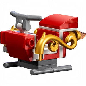 Toy vehicle with red, gold, and gray colors on a white background