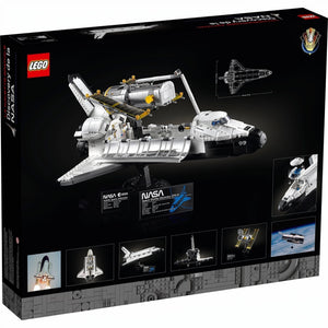 LEGO NASA space shuttle set packaging with multiple views and NASA branding.