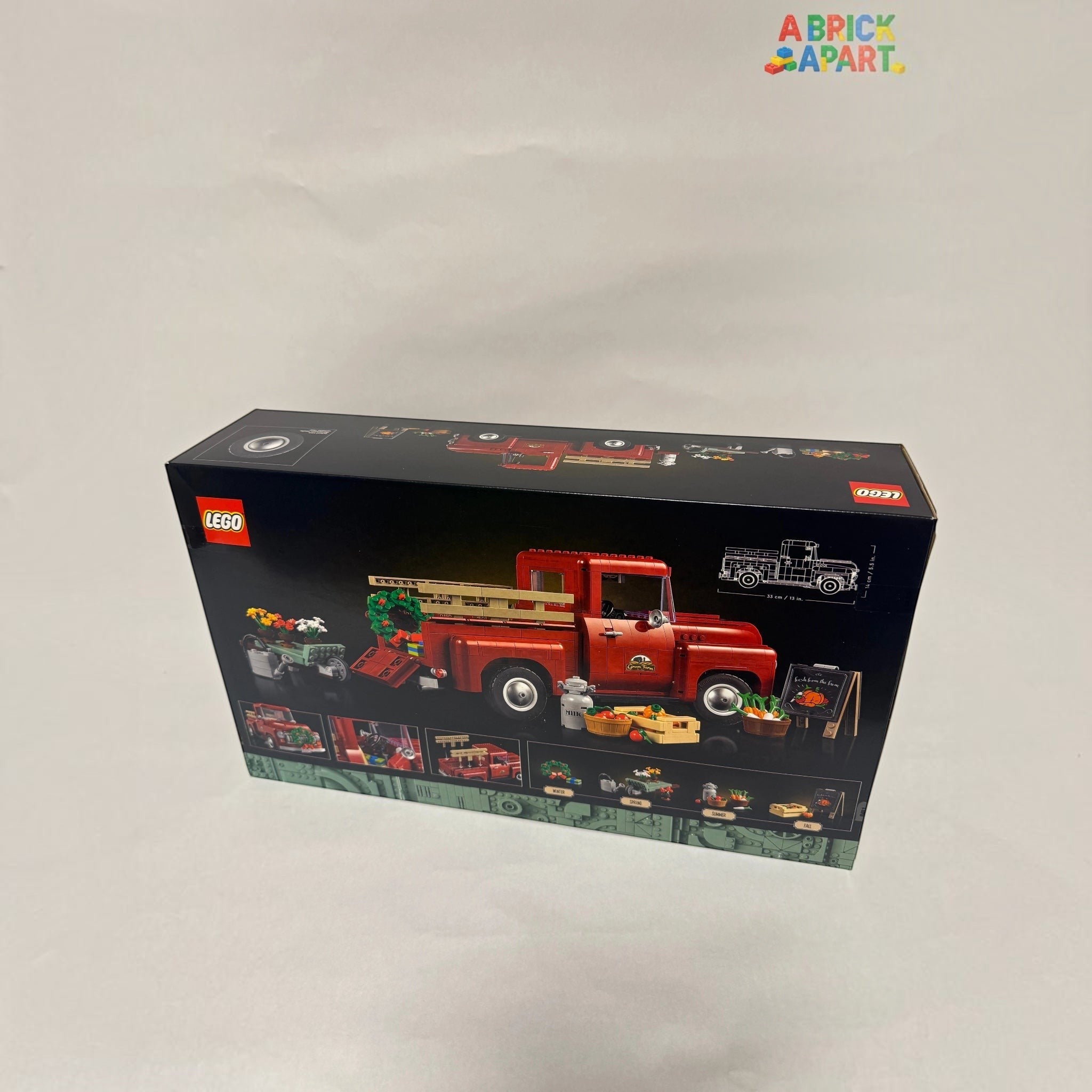 LEGO red truck set packaging on a white background