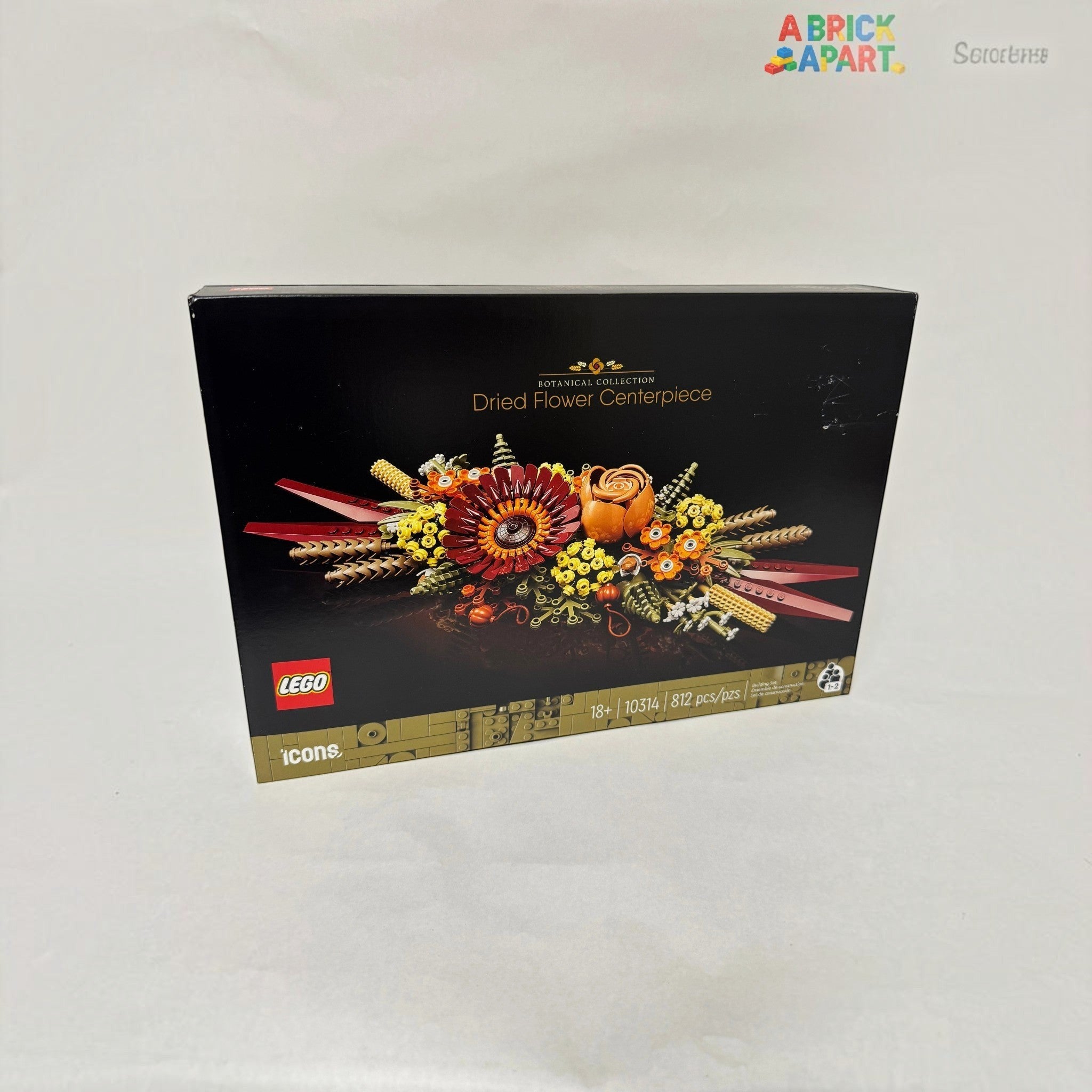 LEGO dried flower centerpiece set packaging on a white background