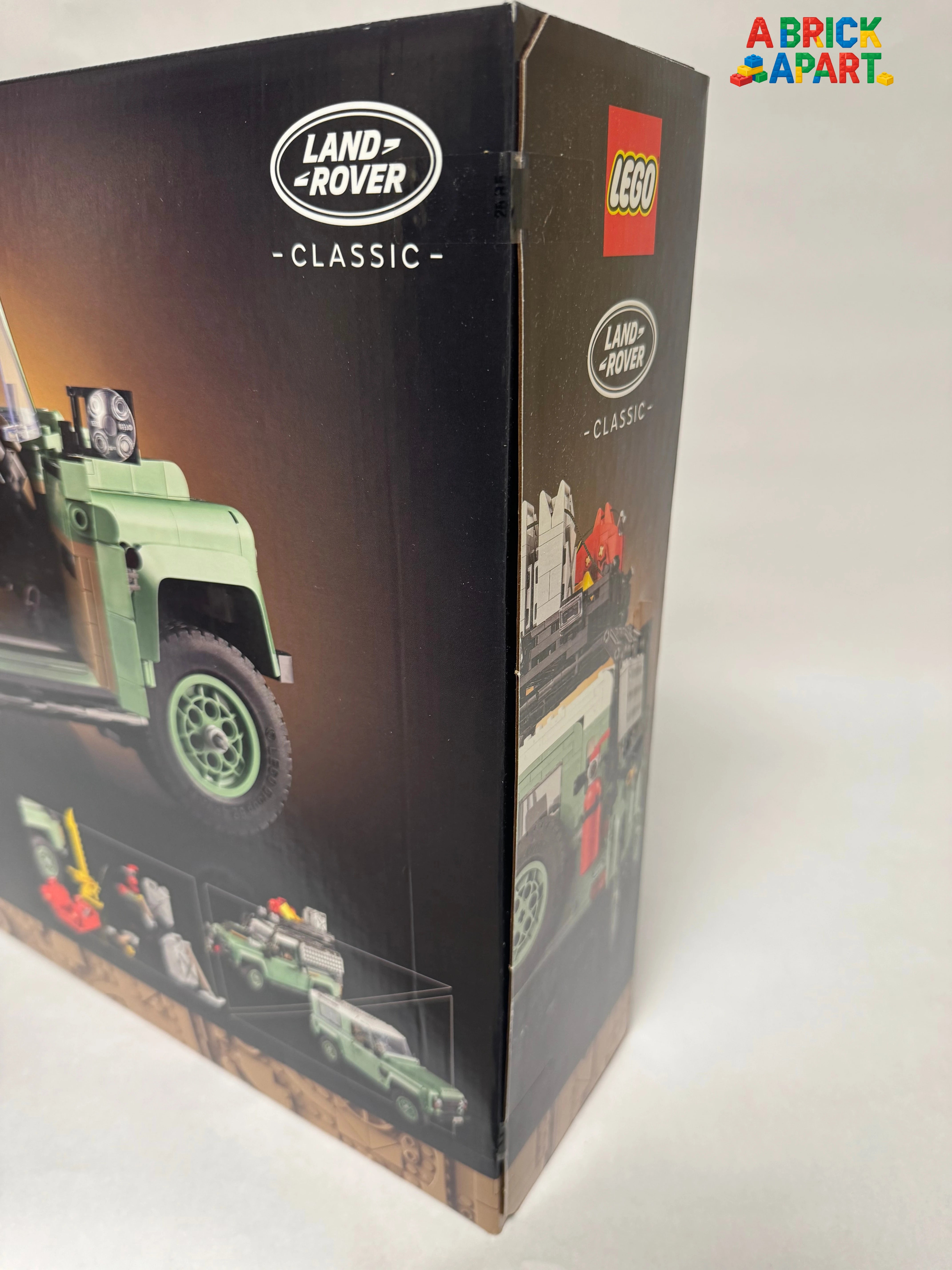 Land Rover and LEGO box with model illustration on a white background