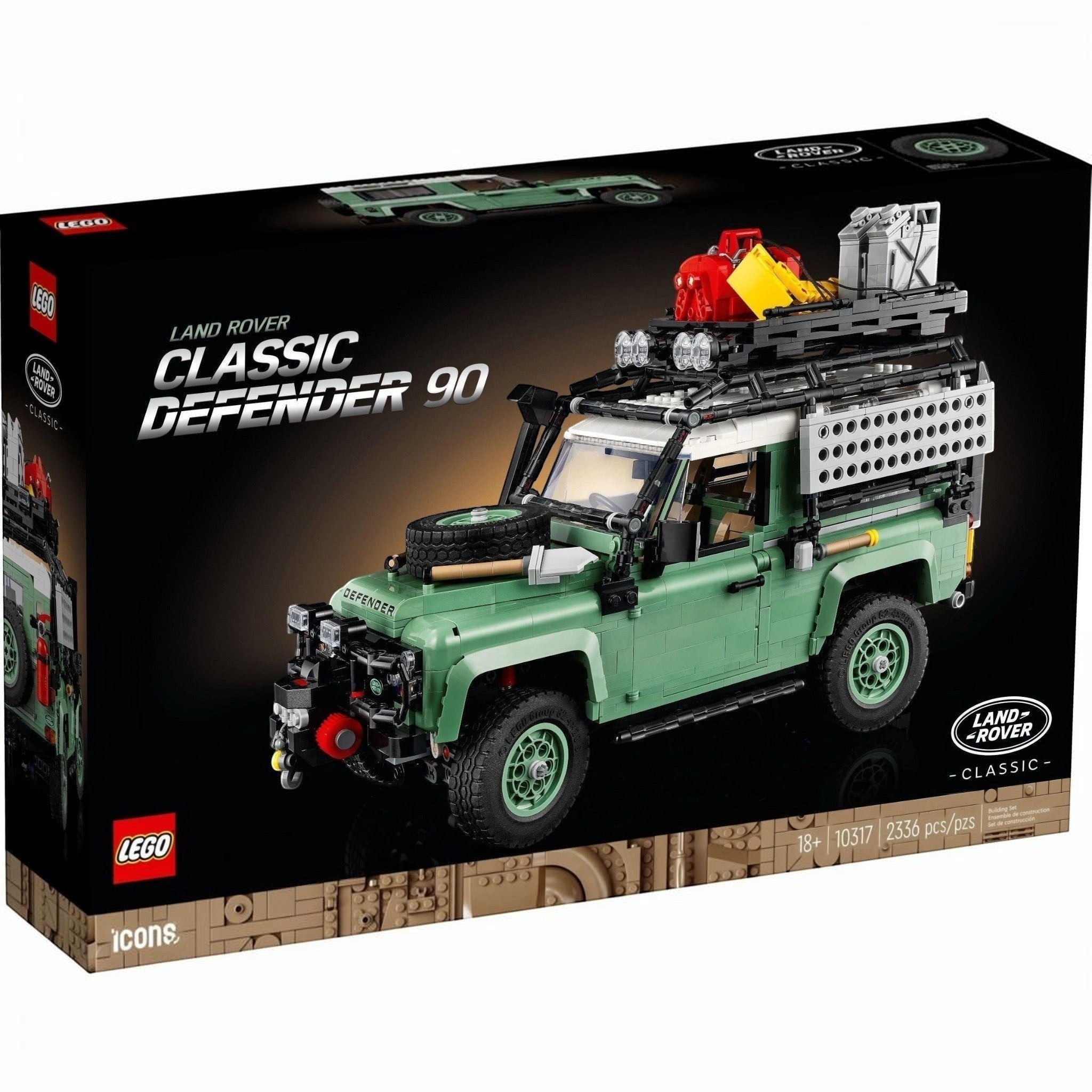 LEGO Land Rover Classic Defender 90 set packaging on a white background