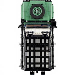 Toy vehicle model built with interlocking bricks on a white background