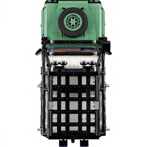 [built-angle] Toy vehicle model built with interlocking bricks on a white background