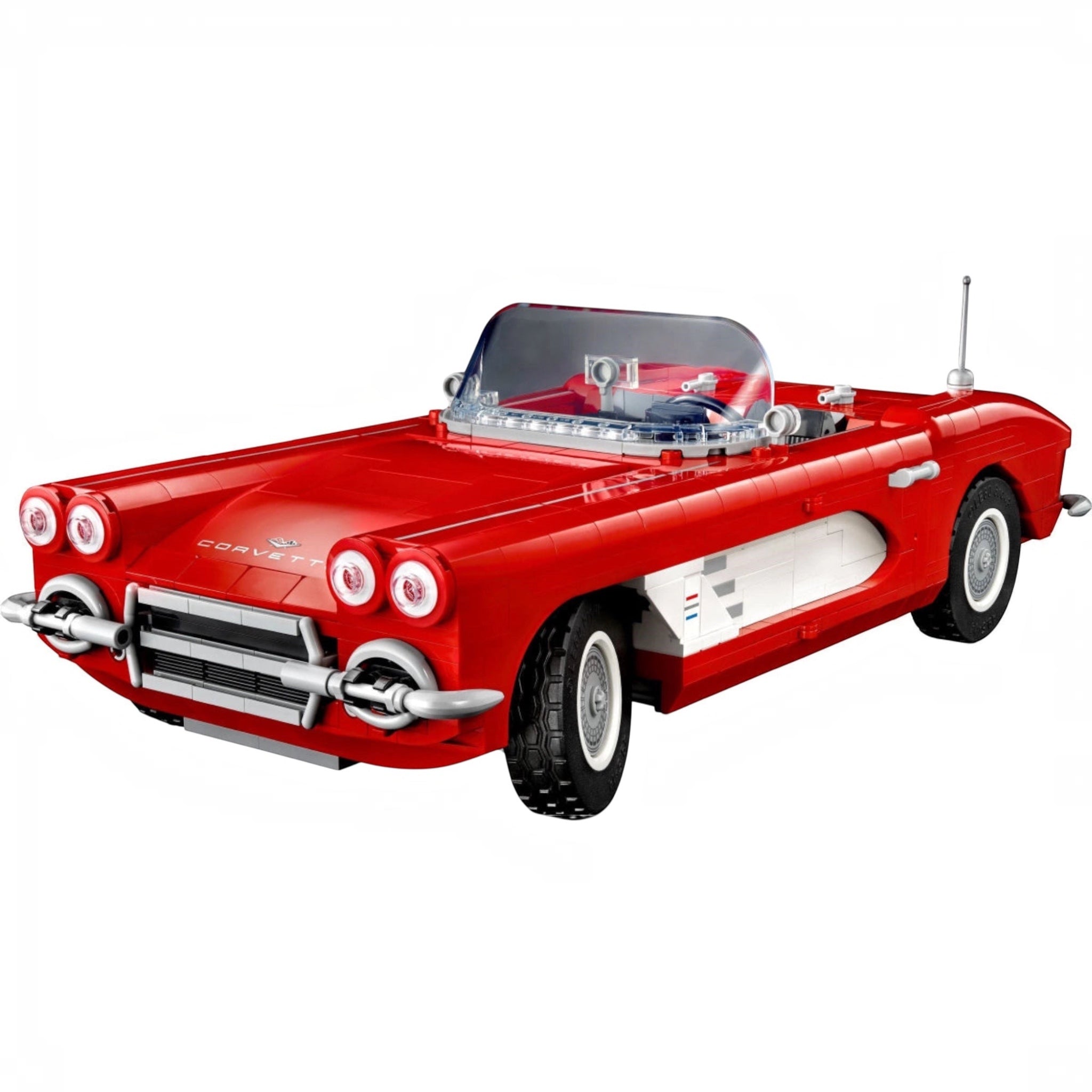 Red vintage car model on a white background