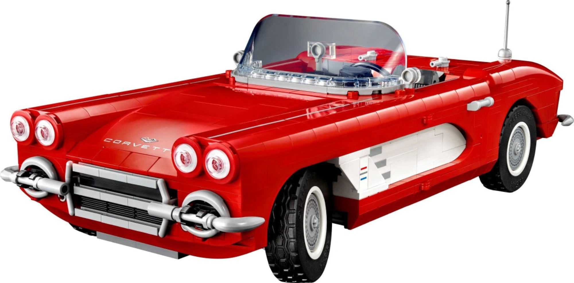 Red vintage car model on a white background