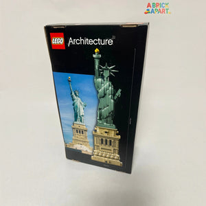 LEGO Architecture set packaging featuring the Statue of Liberty on a white background
