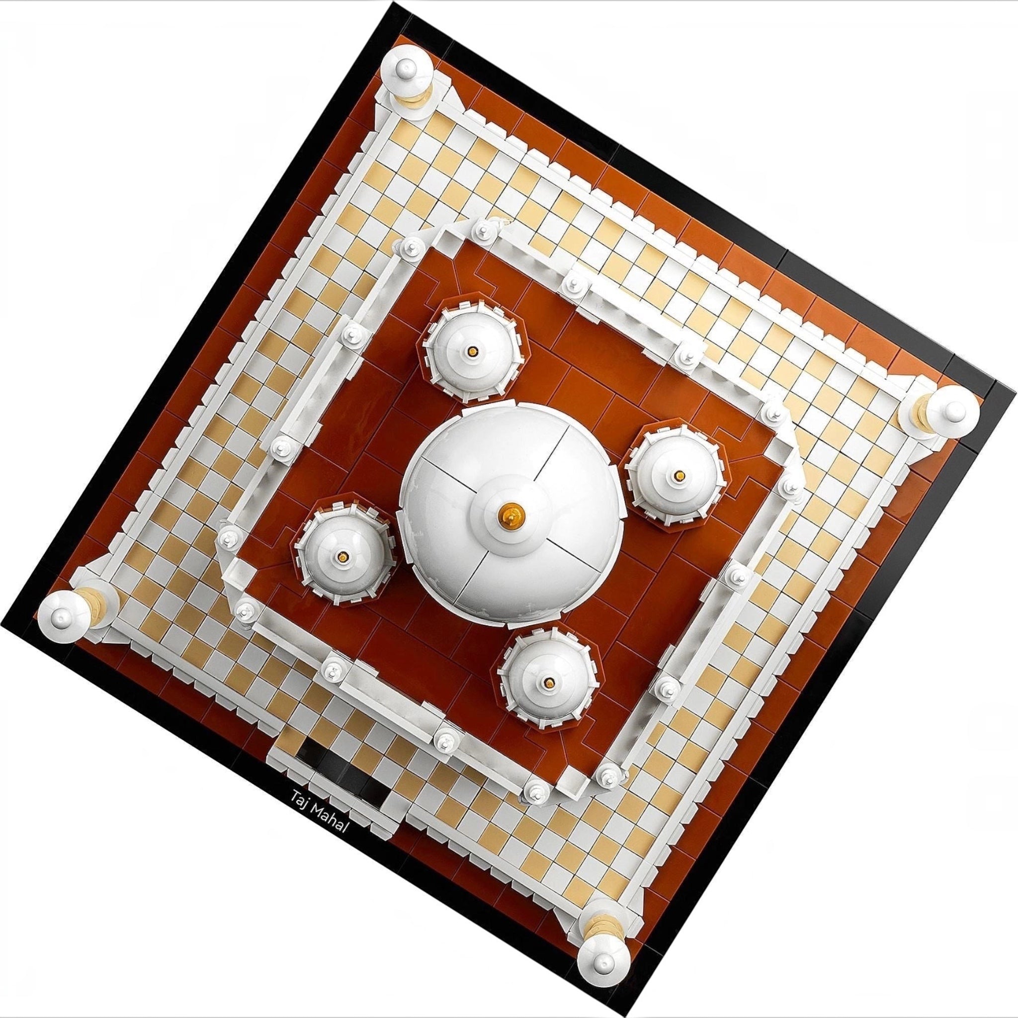 Model of a spacecraft on a checkered surface with a white background
