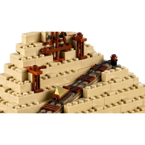 [built-detail] LEGO model of a pyramid with a boat on a white background