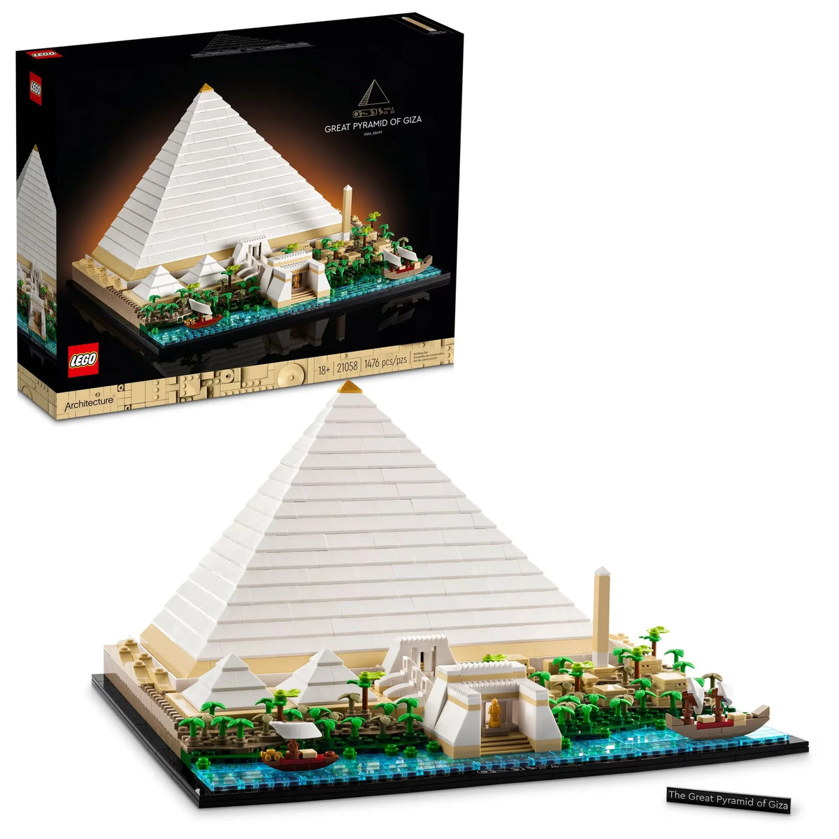 [box-set] LEGO Great Pyramid of Giza set with packaging on a white background