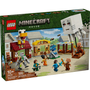 LEGO Minecraft Movie set packaging with characters and village scene