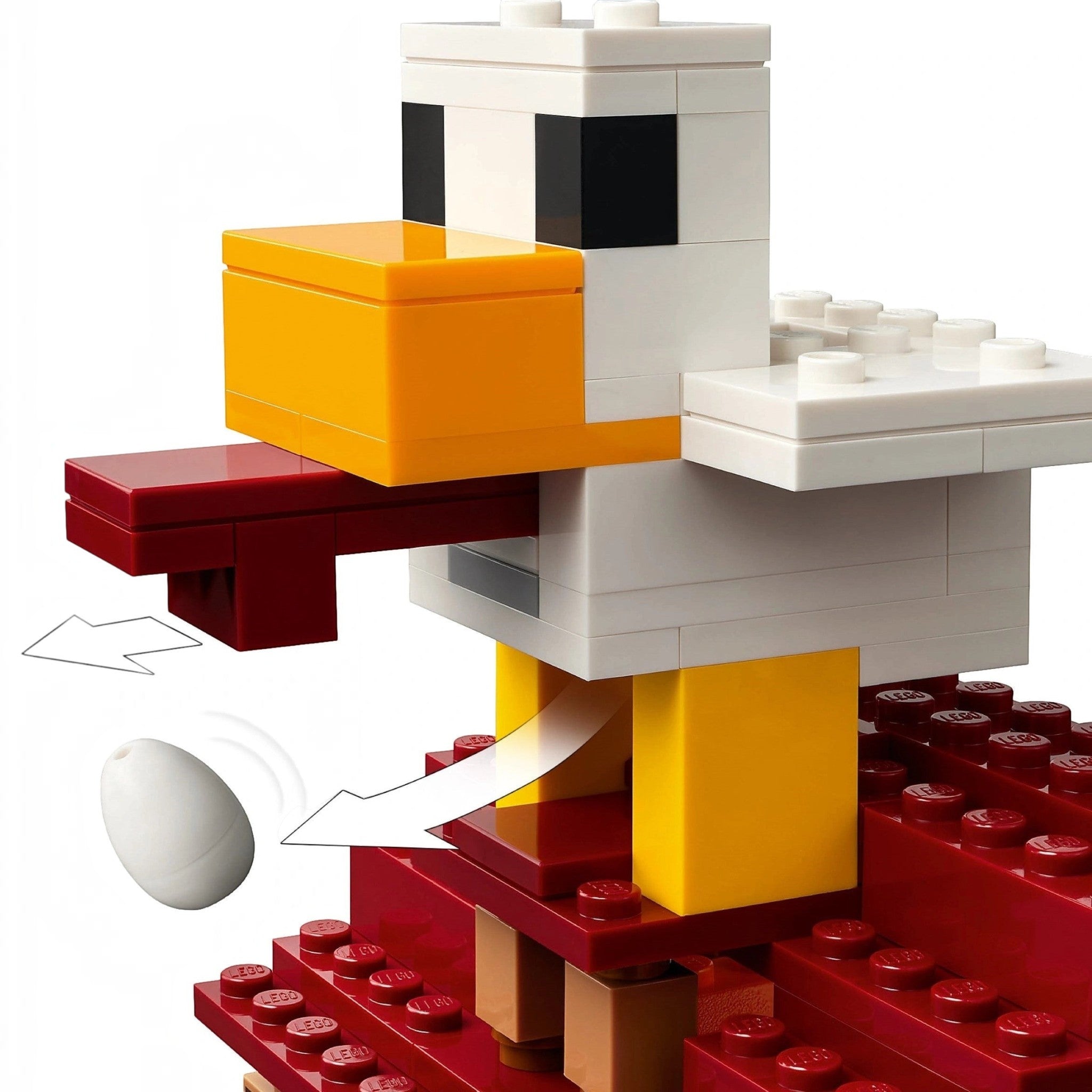 LEGO model of a duck with a white background
