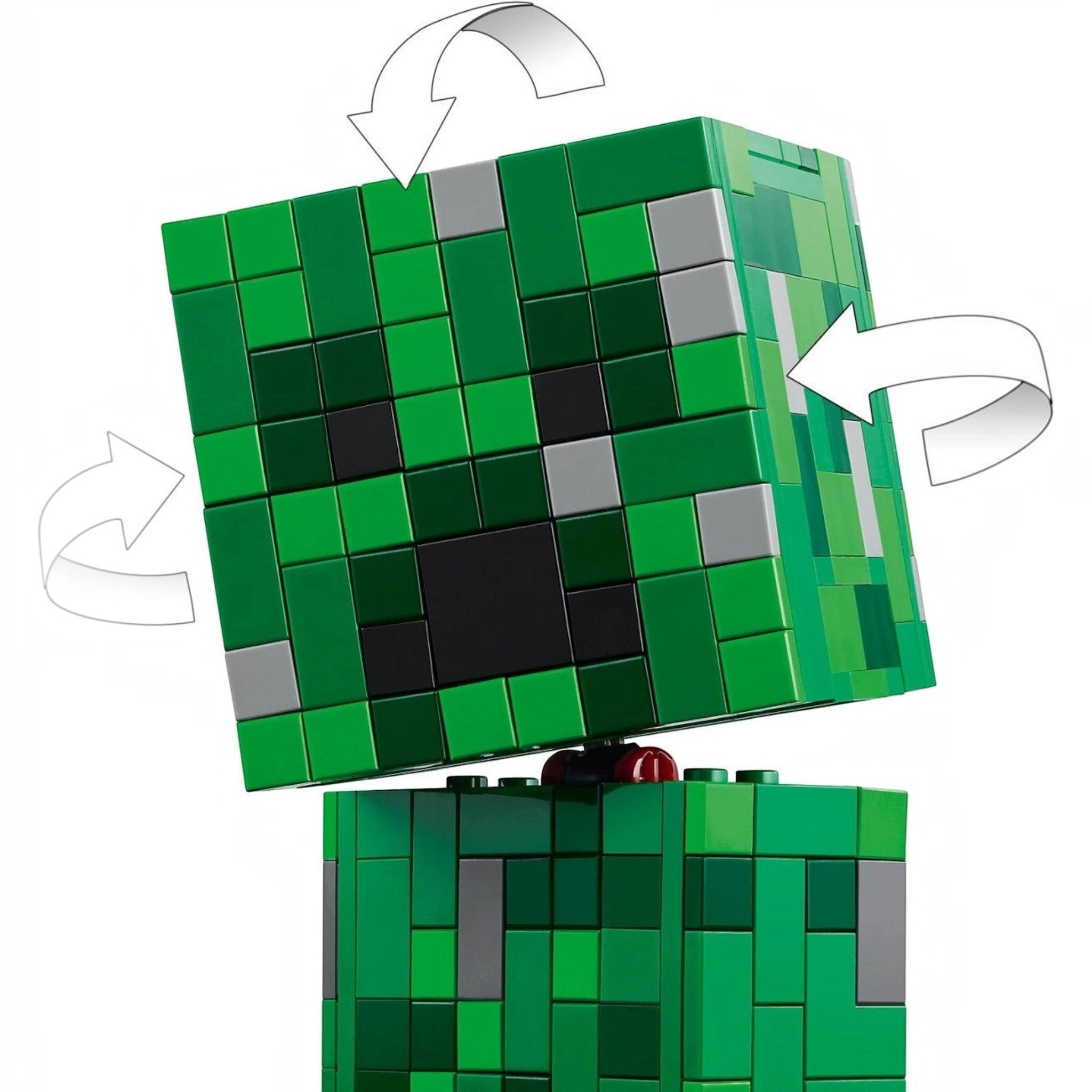 Green blocky character model made from interlocking bricks on a white background