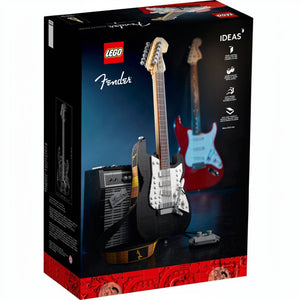 LEGO Fender guitar set packaging with guitar and amplifier model.