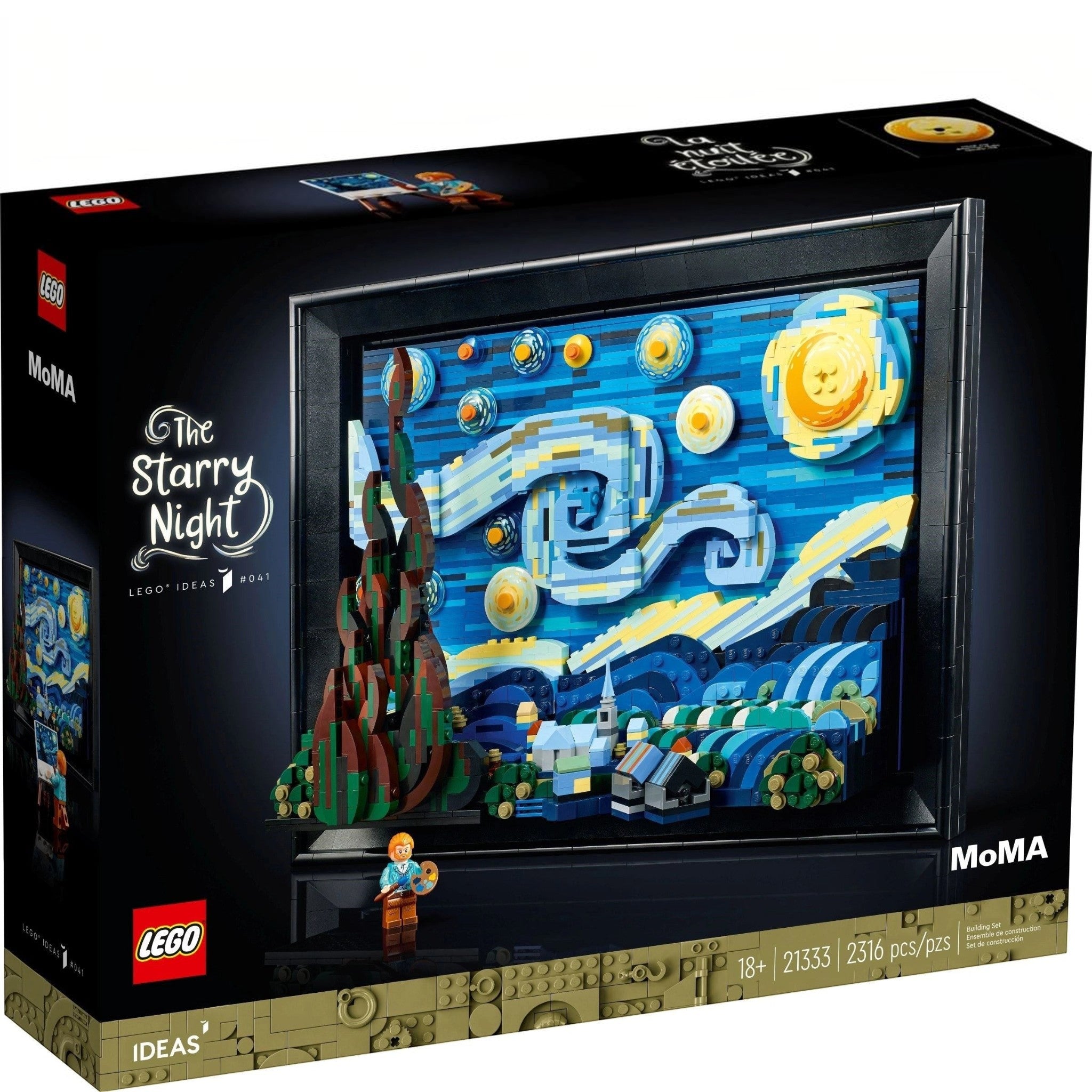 LEGO Ideas The Starry Night set packaging with MoMA branding
