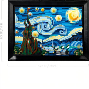 Artistic depiction of a landscape with swirling patterns and stars, framed in black.