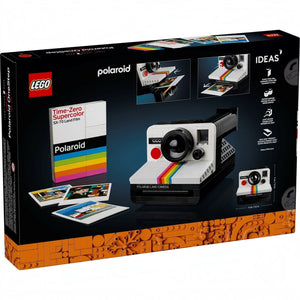 LEGO Polaroid camera set packaging with LEGO and Polaroid branding.