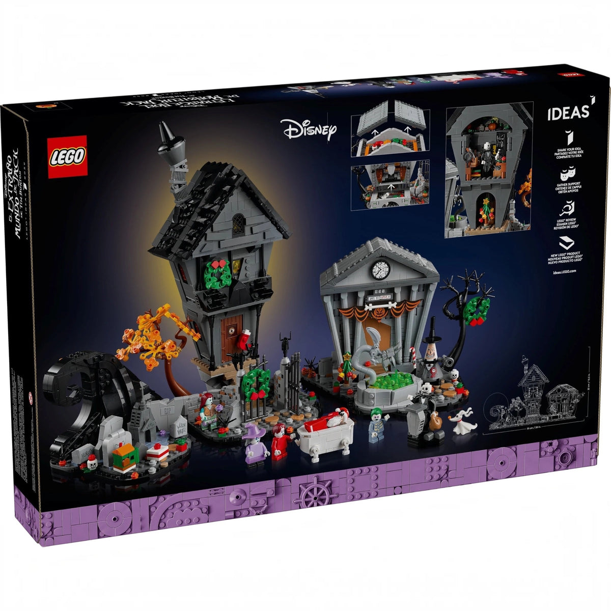 [box-back] LEGO® 21351 Ideas Disney Tim Burton's The Nightmare Before Christmas box back on white background