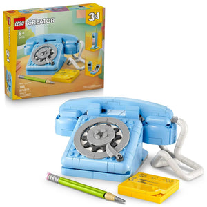 LEGO Creator set of a blue telephone with packaging in the background