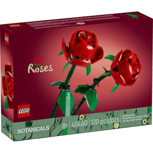 LEGO Botanicals Roses set packaging with red roses and LEGO branding.