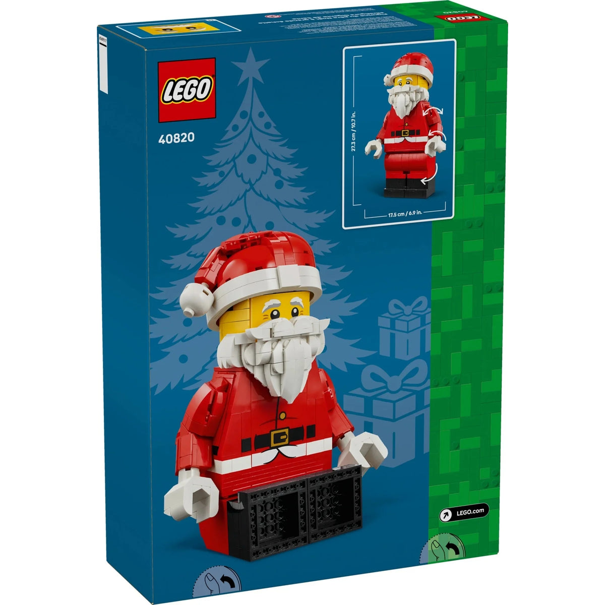[box-back] LEGO Santa Claus set packaging with Christmas-themed design
