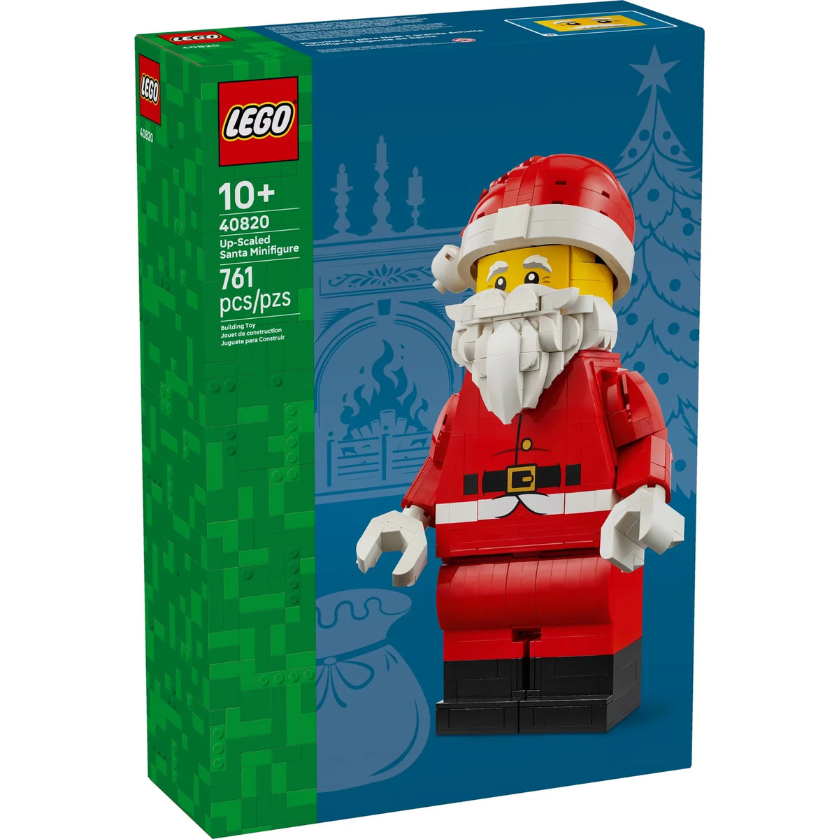 [box-front] LEGO Santa Minifigure building set box, set number 40820, featuring a red and white Santa outfit with a yellow head and white beard, shown on a clean white background.