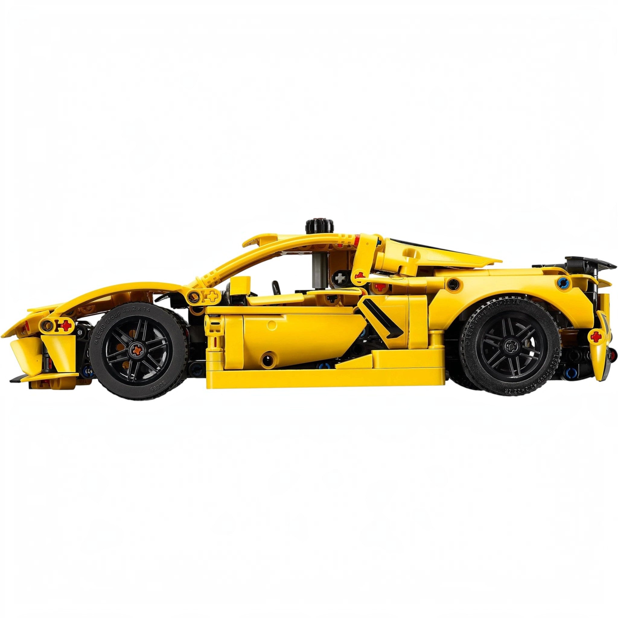 Yellow toy car model on a white background
