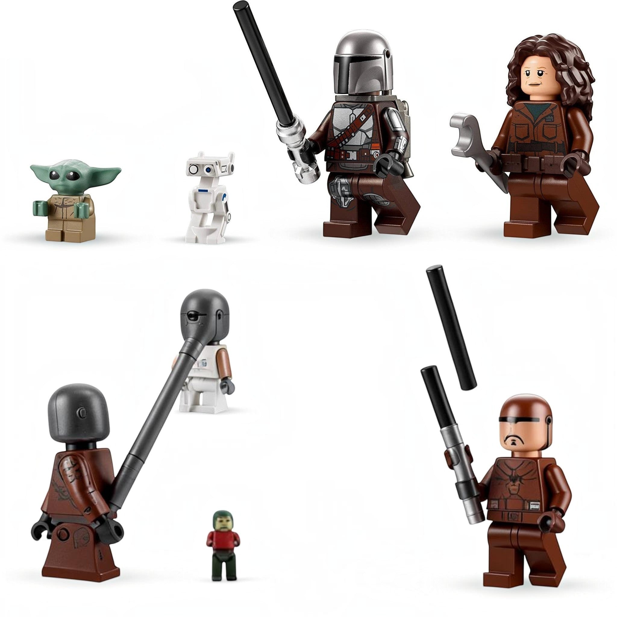 LEGO figures of characters from a popular franchise on a white background