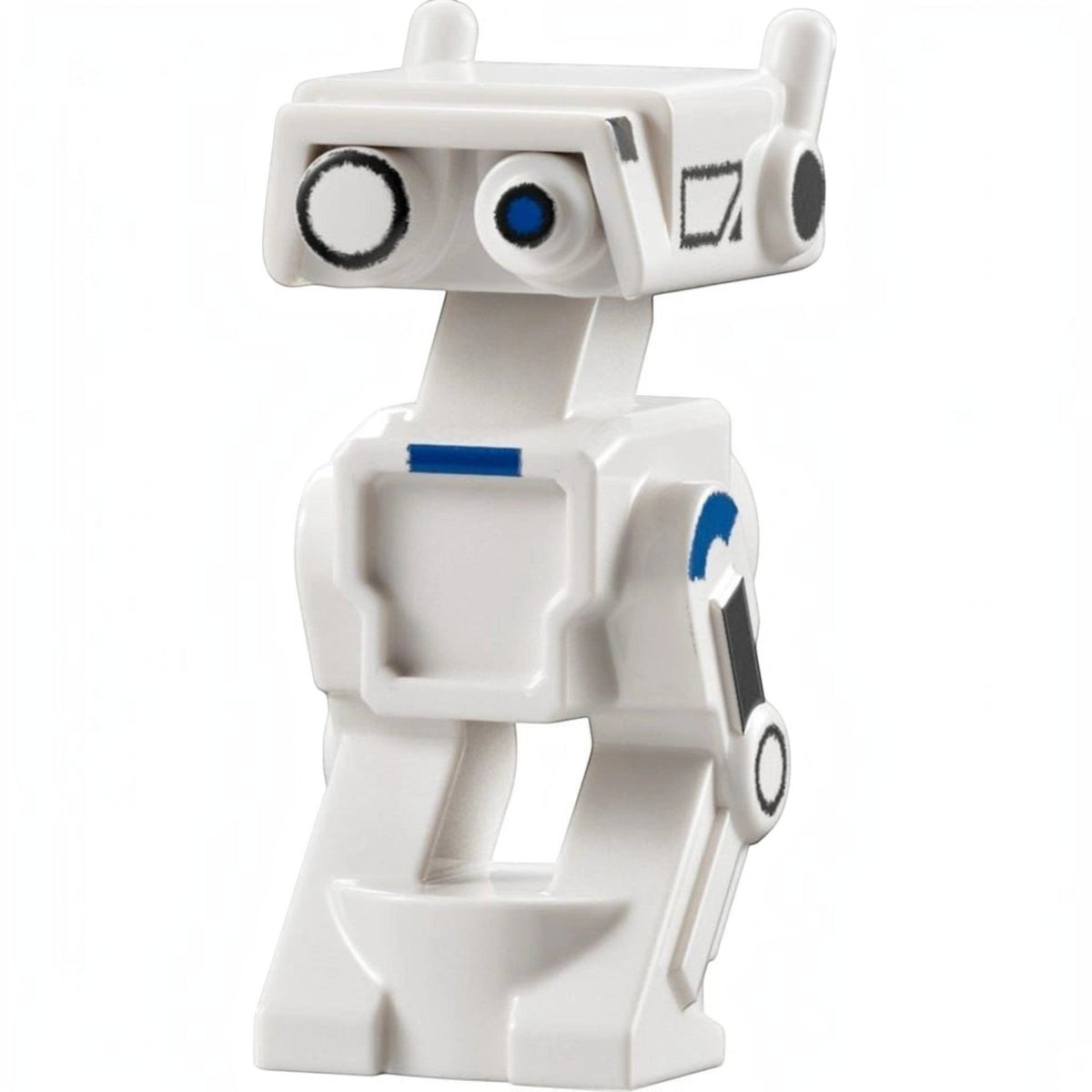 [minifig] White toy figure with blue accents on a white background