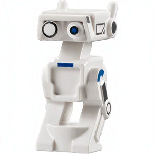 [minifig] White toy figure with blue accents on a white background