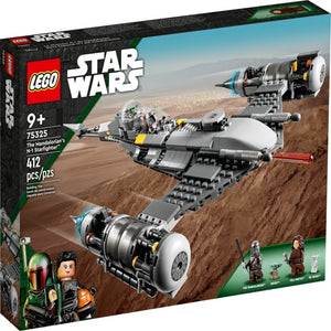 LEGO Star Wars The Mandalorian's TM Tie Fighter set packaging with characters on a desert landscape.