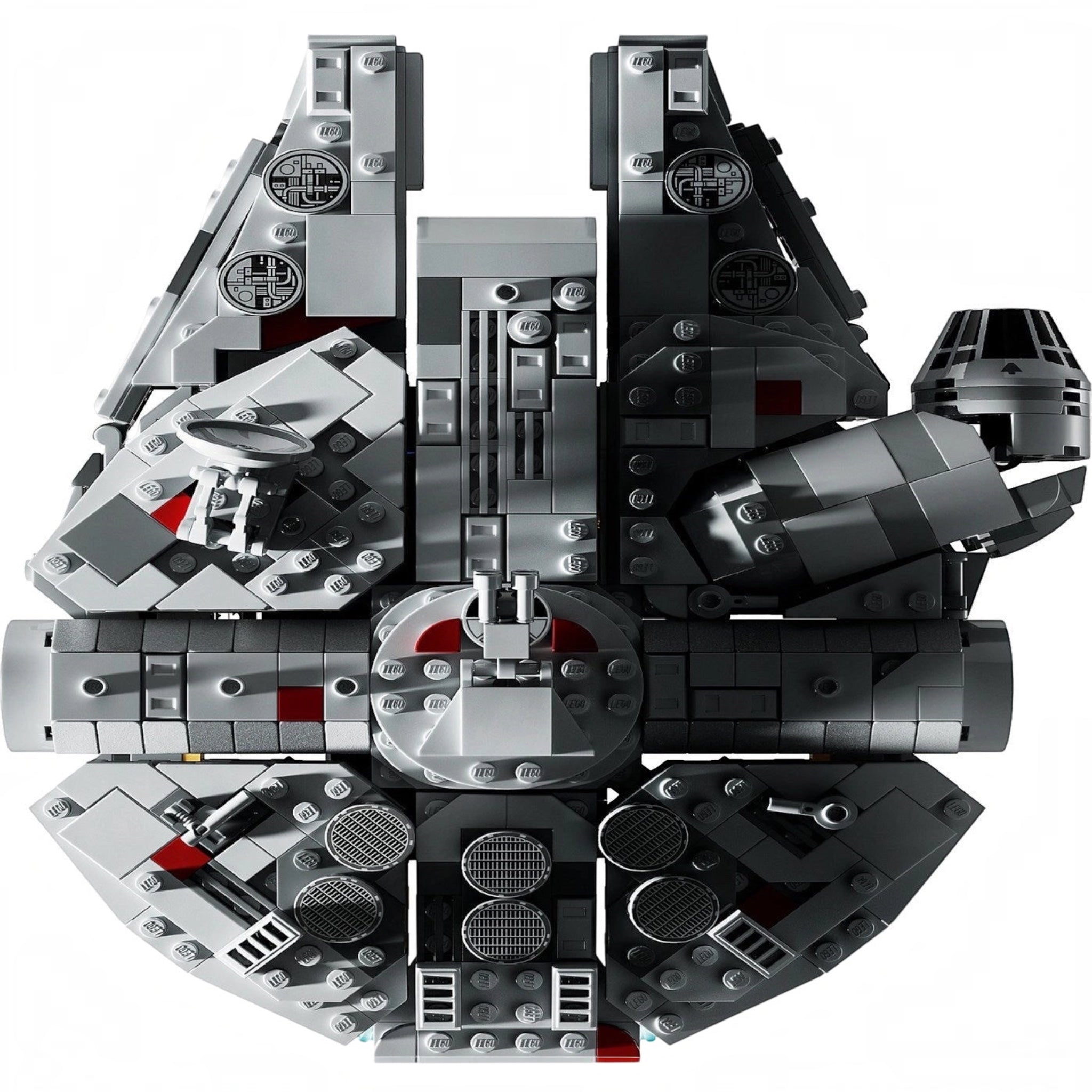LEGO model of a spaceship on a white background