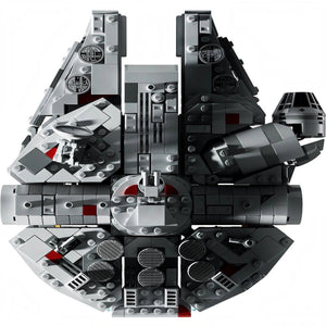 LEGO model of a spaceship on a white background