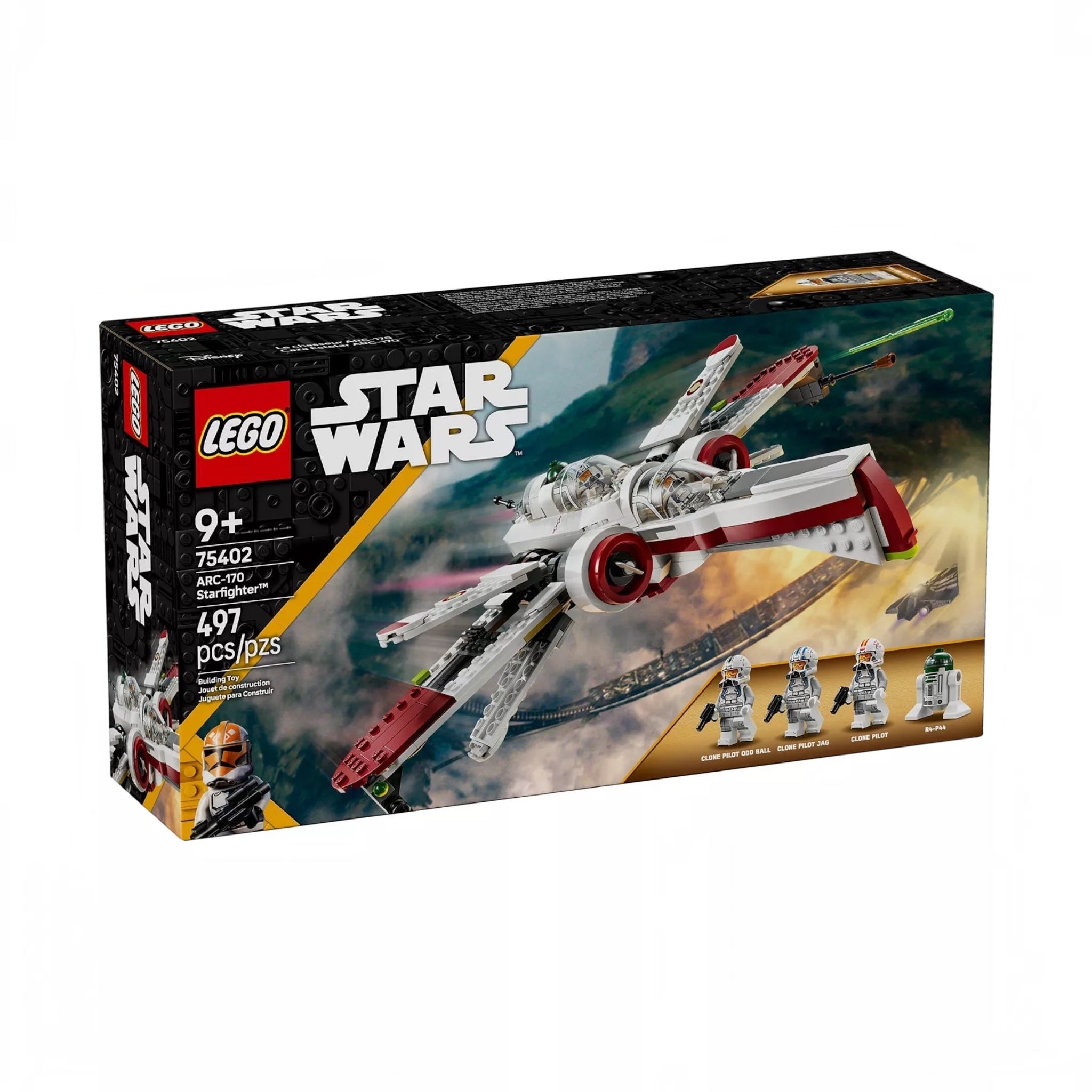 LEGO Star Wars ARC-170 Starfighter set packaging on a white background