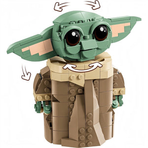 Toy figure resembling a character from a popular franchise on a white background
