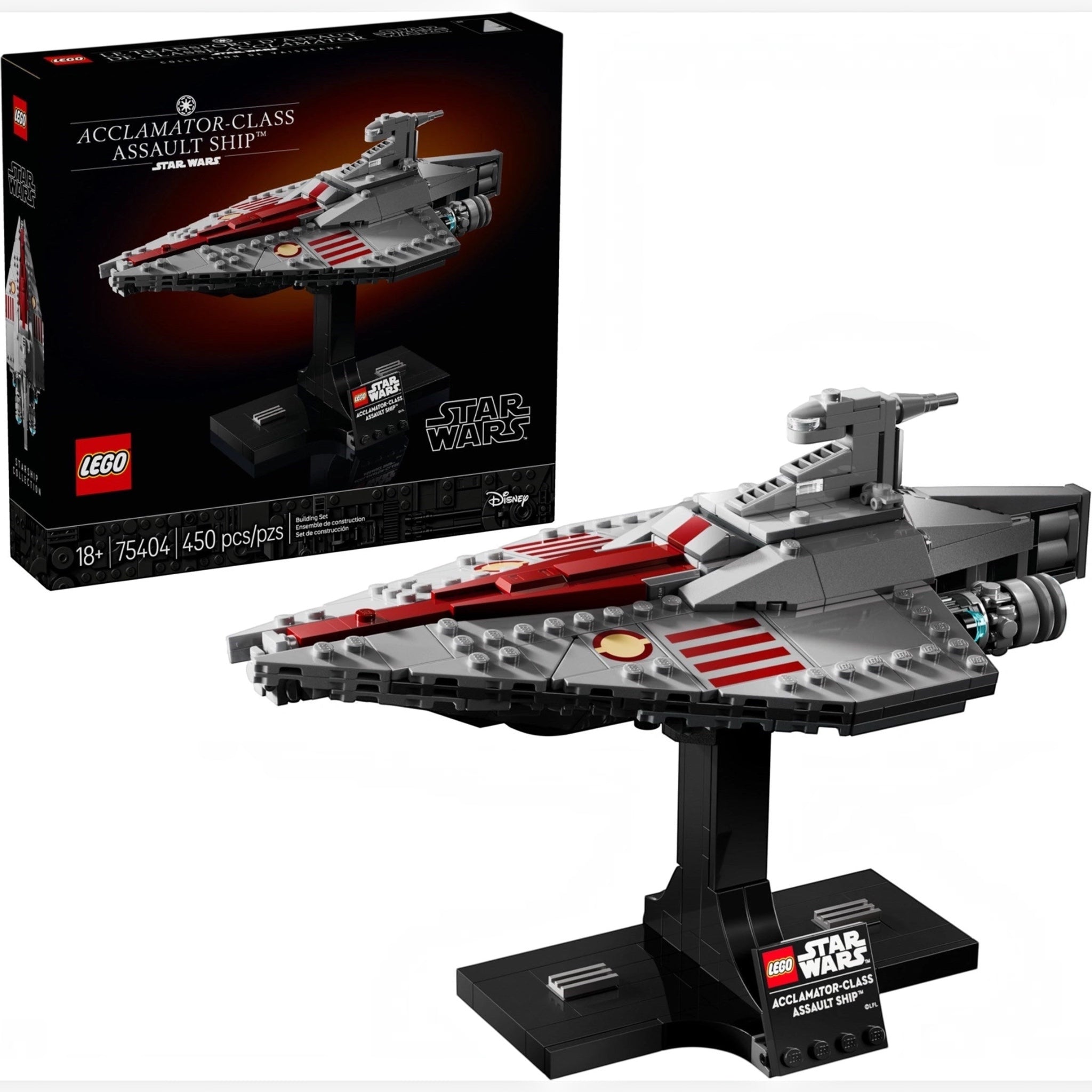 LEGO Star Wars Acclamator-Class Assault Ship set with packaging on a white background