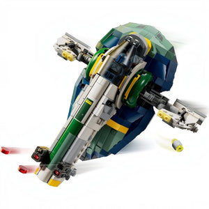 [built-detail] Toy spaceship model on a white background