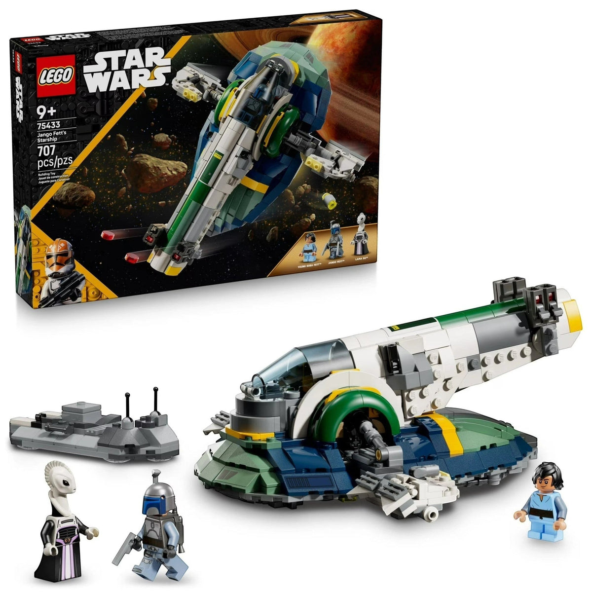 [box-set] LEGO Star Wars set with spaceship model and packaging on a white background