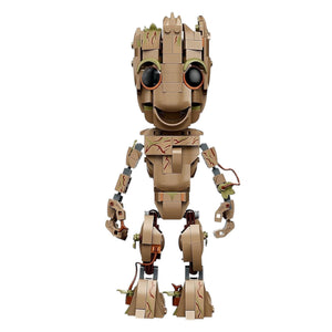 [built-angle] Toy figure of a robot with measurements on a white background