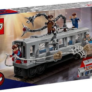 LEGO Marvel Spider-Man toy set packaging with train and characters