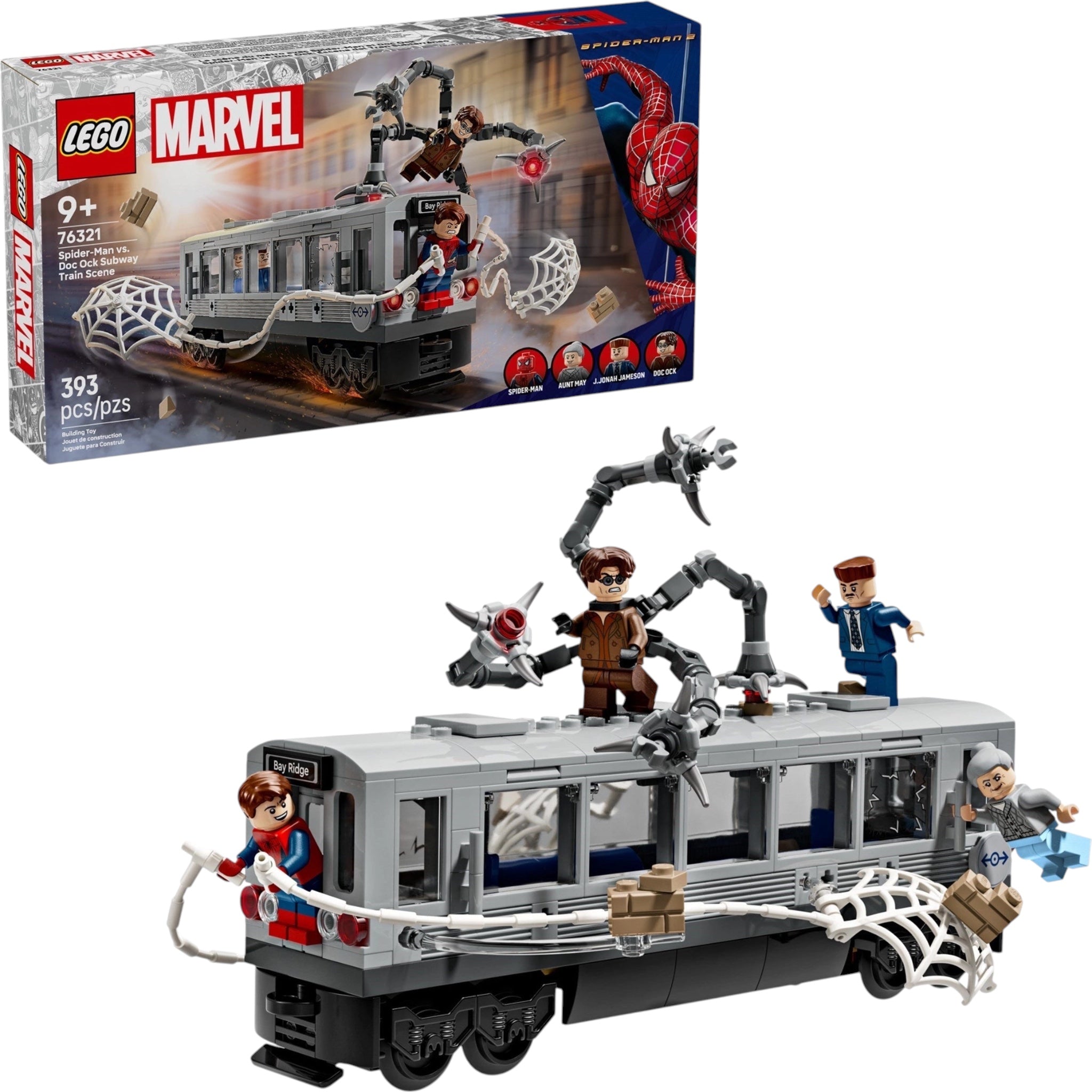 LEGO Marvel Spider-Man webbed fight on the subway set with packaging