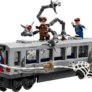 LEGO set with a train and characters on a white background