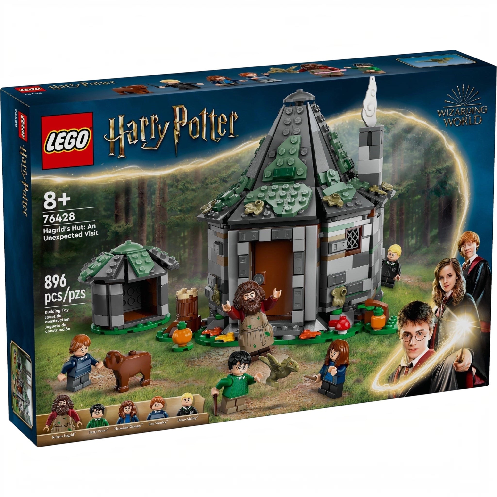 LEGO Harry Potter set packaging with characters and house model