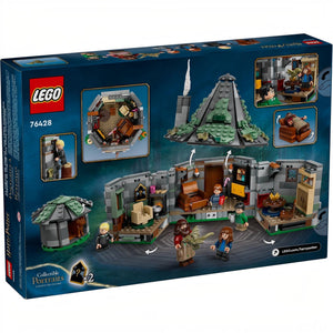 LEGO Harry Potter set packaging with multiple views and characters on a blue background